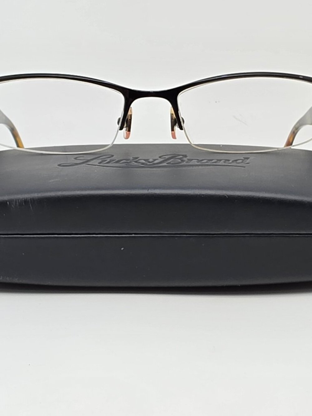 Lucky Brand Fleetwood Black on Tortoise Semi Rimless Eyeglasses Frame w/ Case